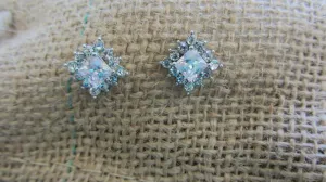 Princess Cut and Pave Stud Earrings - 974434