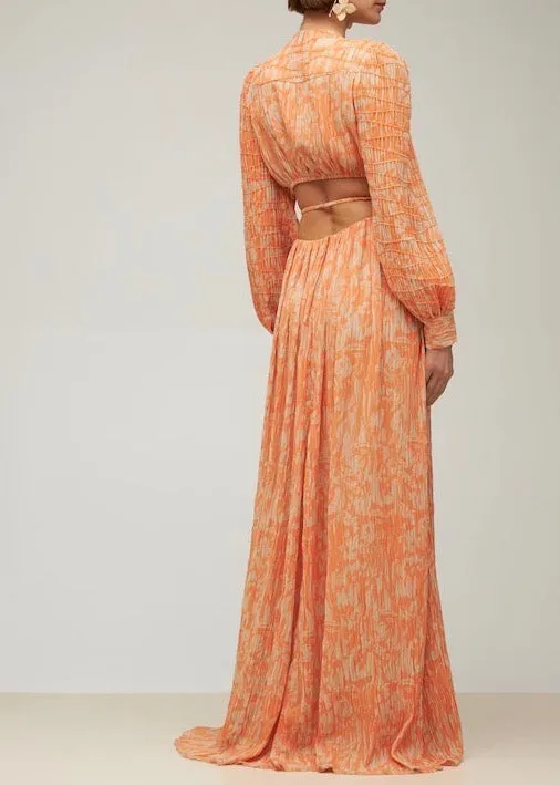 Priya Chiffon Maxi Dress (Melon)
