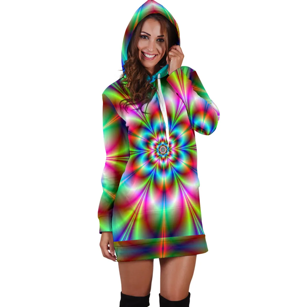 Psychedelic Rave Hoodie Dress