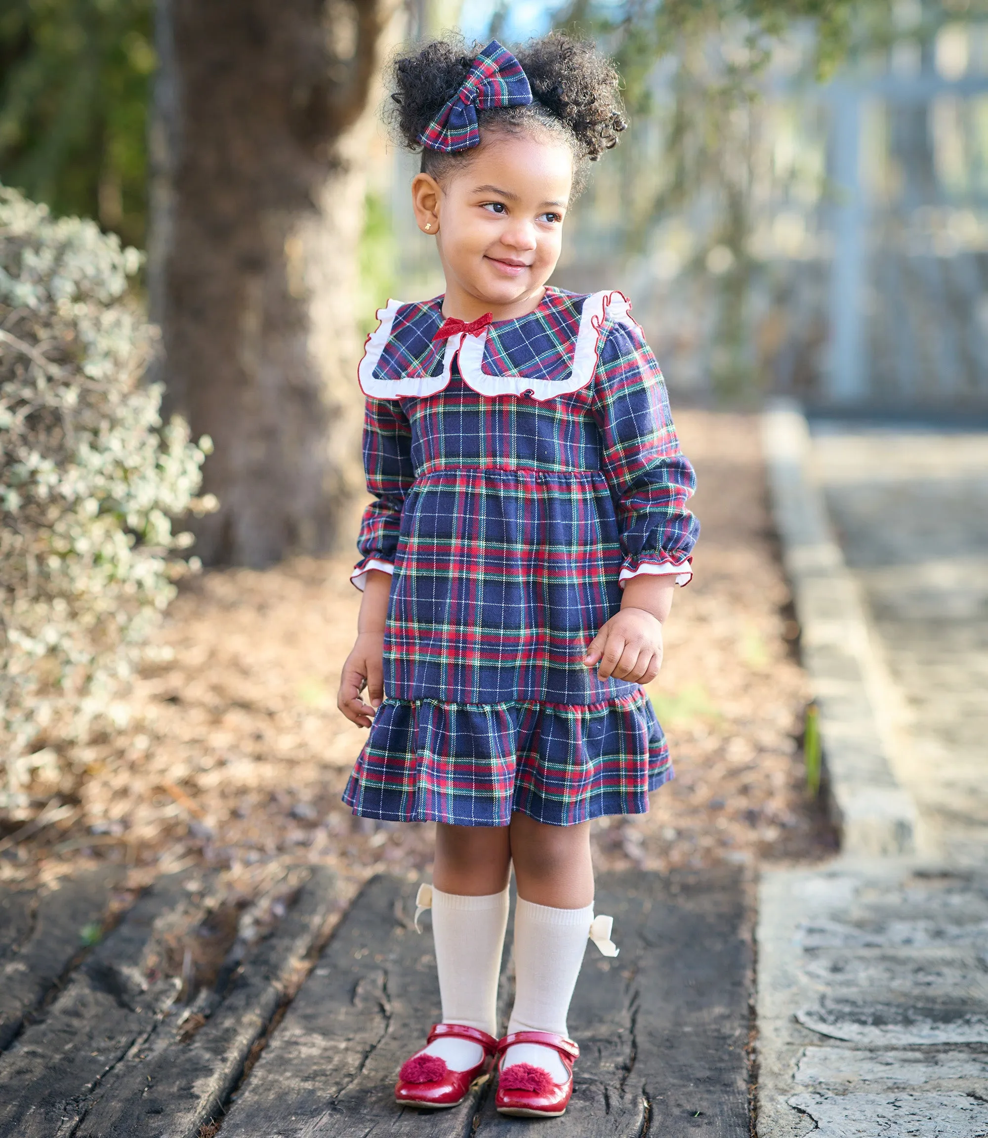 Rapife Girls Navy Tartan Dress