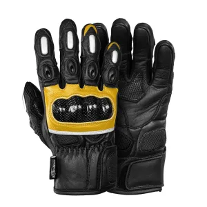 Raven Carbon Racer Yellow Motorcycle Leather Gloves