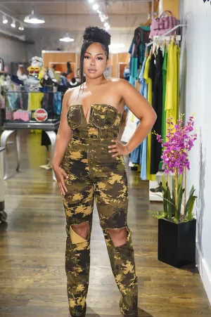 Ride it Out Camo Ripped Jumpsuit