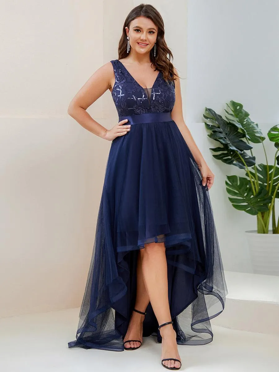 Robes de bal Asymétrique Tulle Paillettes High Low Grande taille