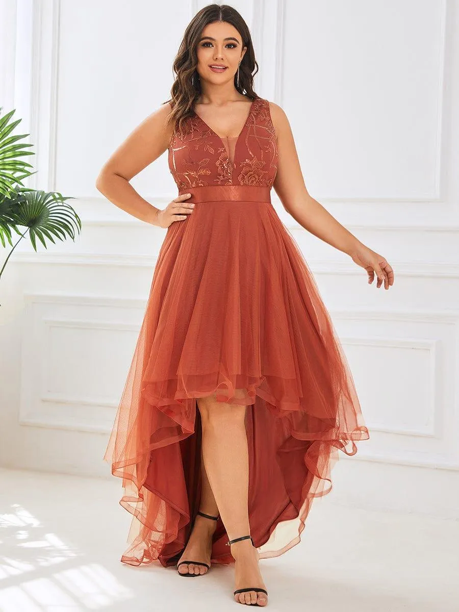 Robes de bal Asymétrique Tulle Paillettes High Low Grande taille