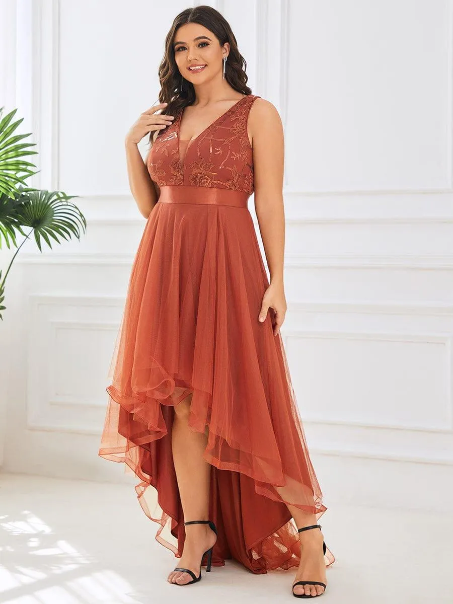 Robes de bal Asymétrique Tulle Paillettes High Low Grande taille