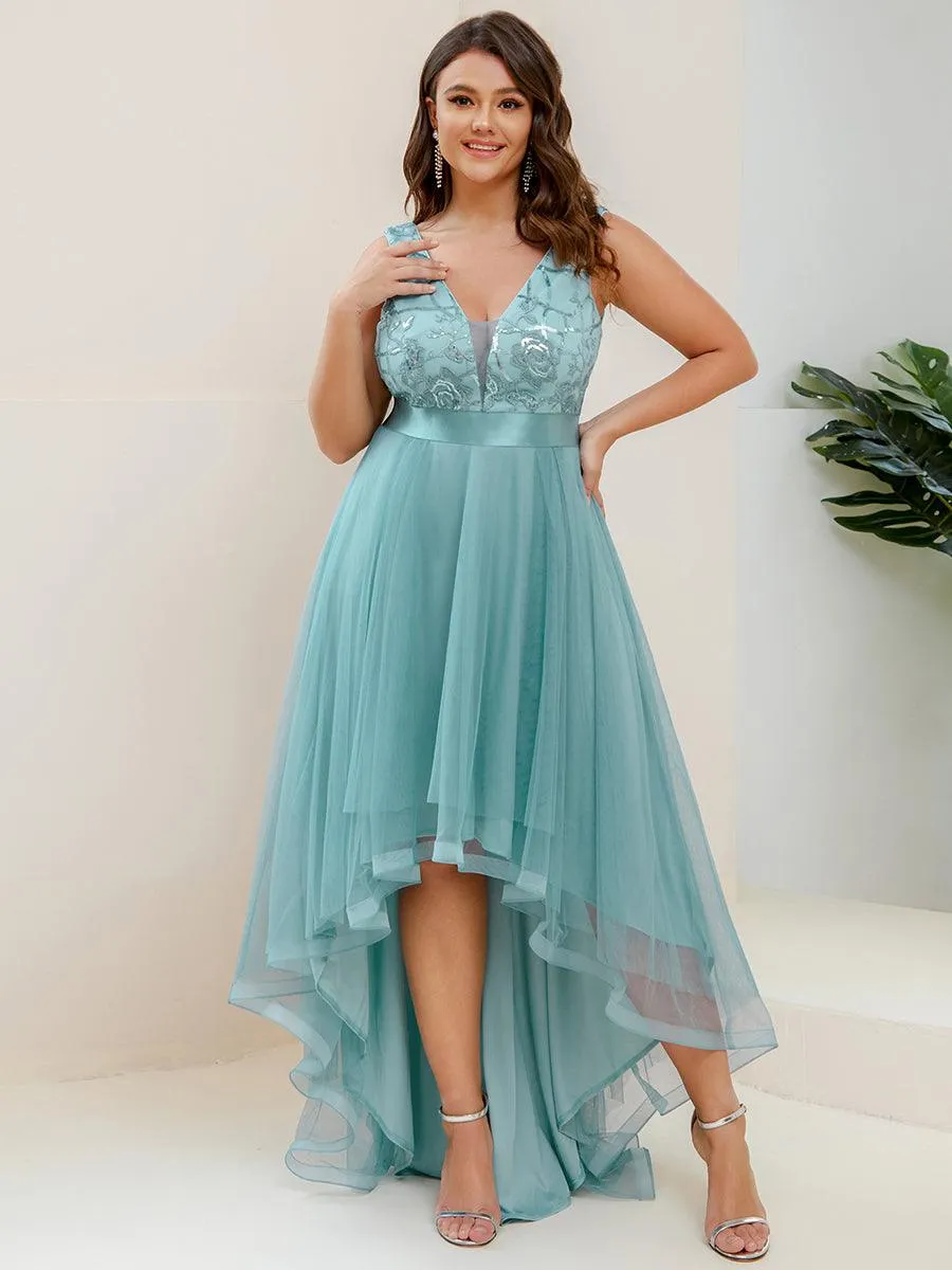 Robes de bal Asymétrique Tulle Paillettes High Low Grande taille