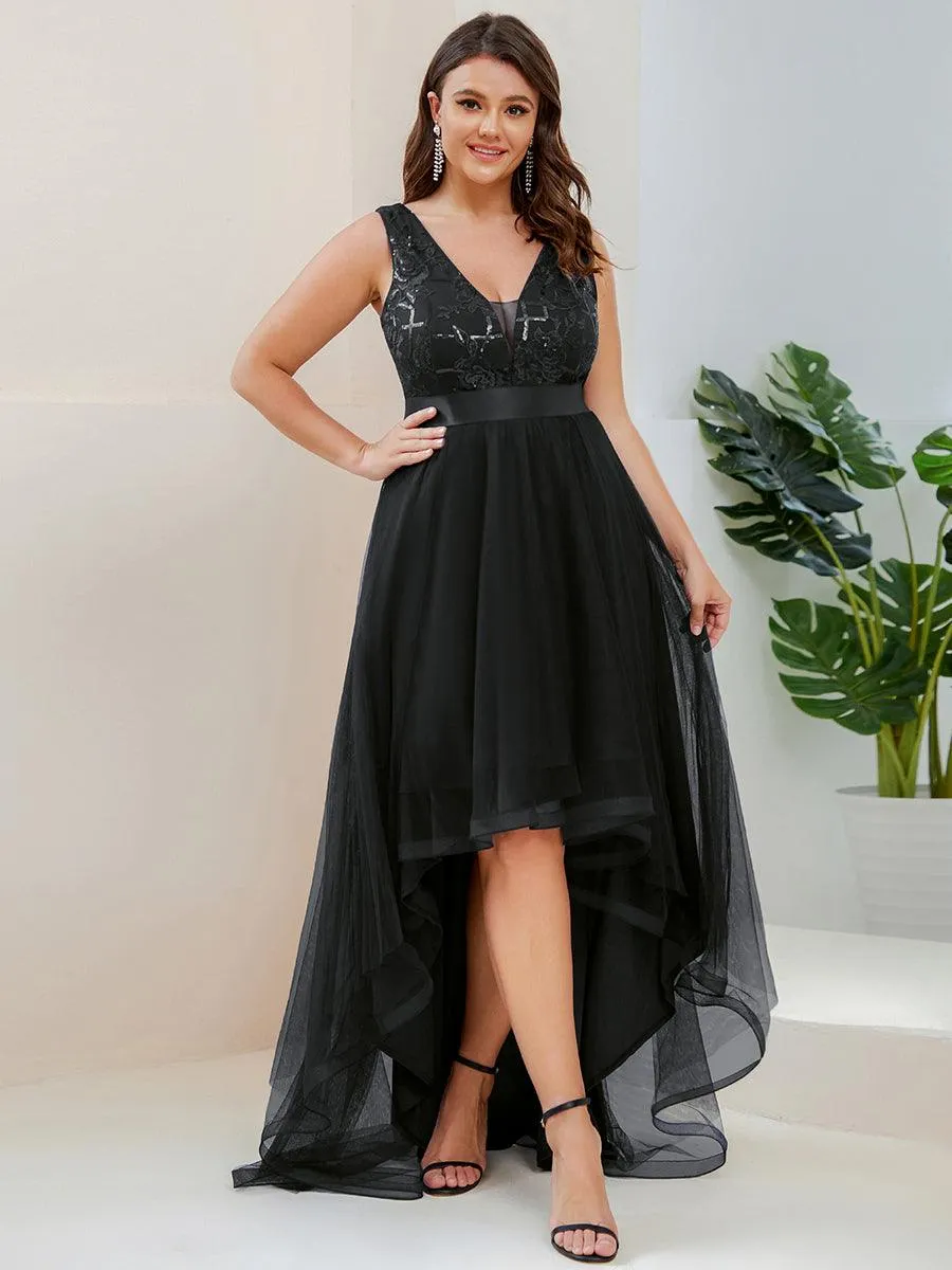 Robes de bal Asymétrique Tulle Paillettes High Low Grande taille