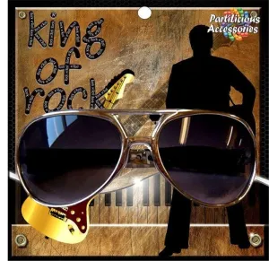 Rock N Roll Gold Elvis Costume Sunglasses