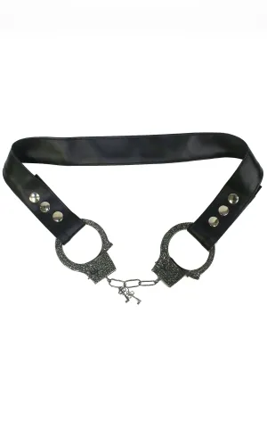 Rockstar Rhinestone Belt Gunmetal Handcuff Glam Accessory