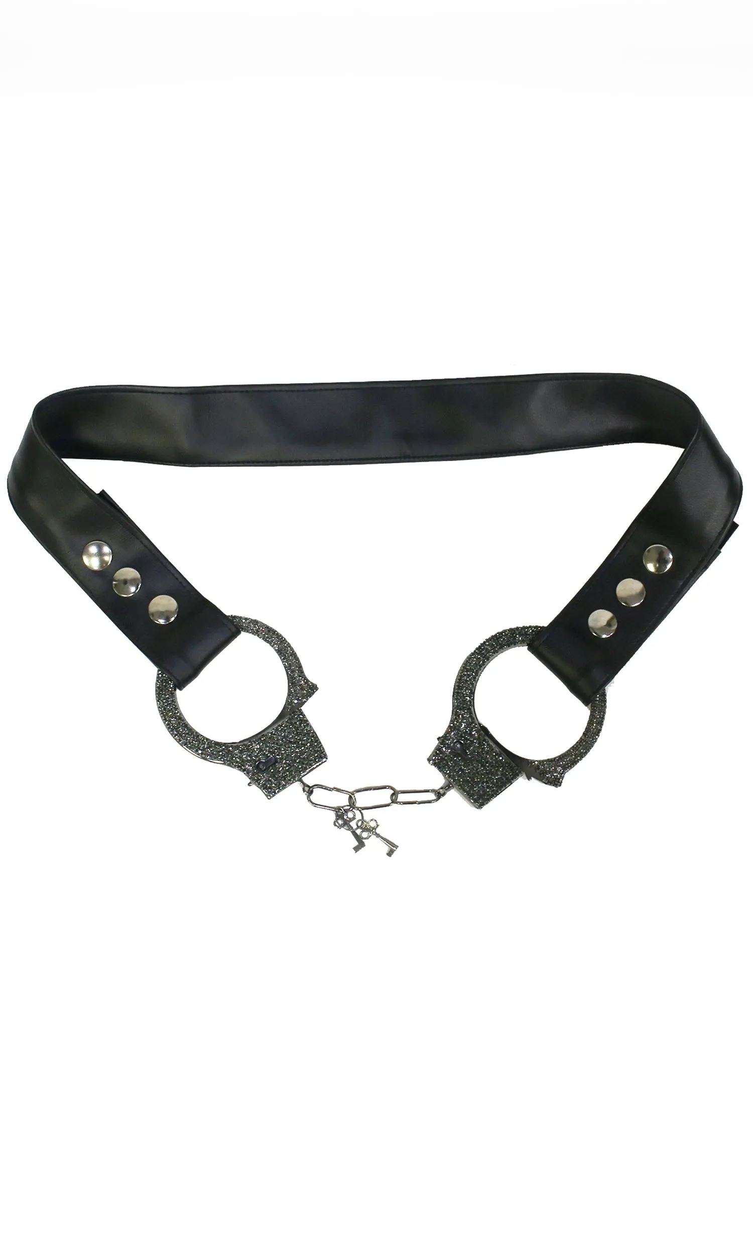 Rockstar Rhinestone Belt Gunmetal Handcuff Glam Accessory