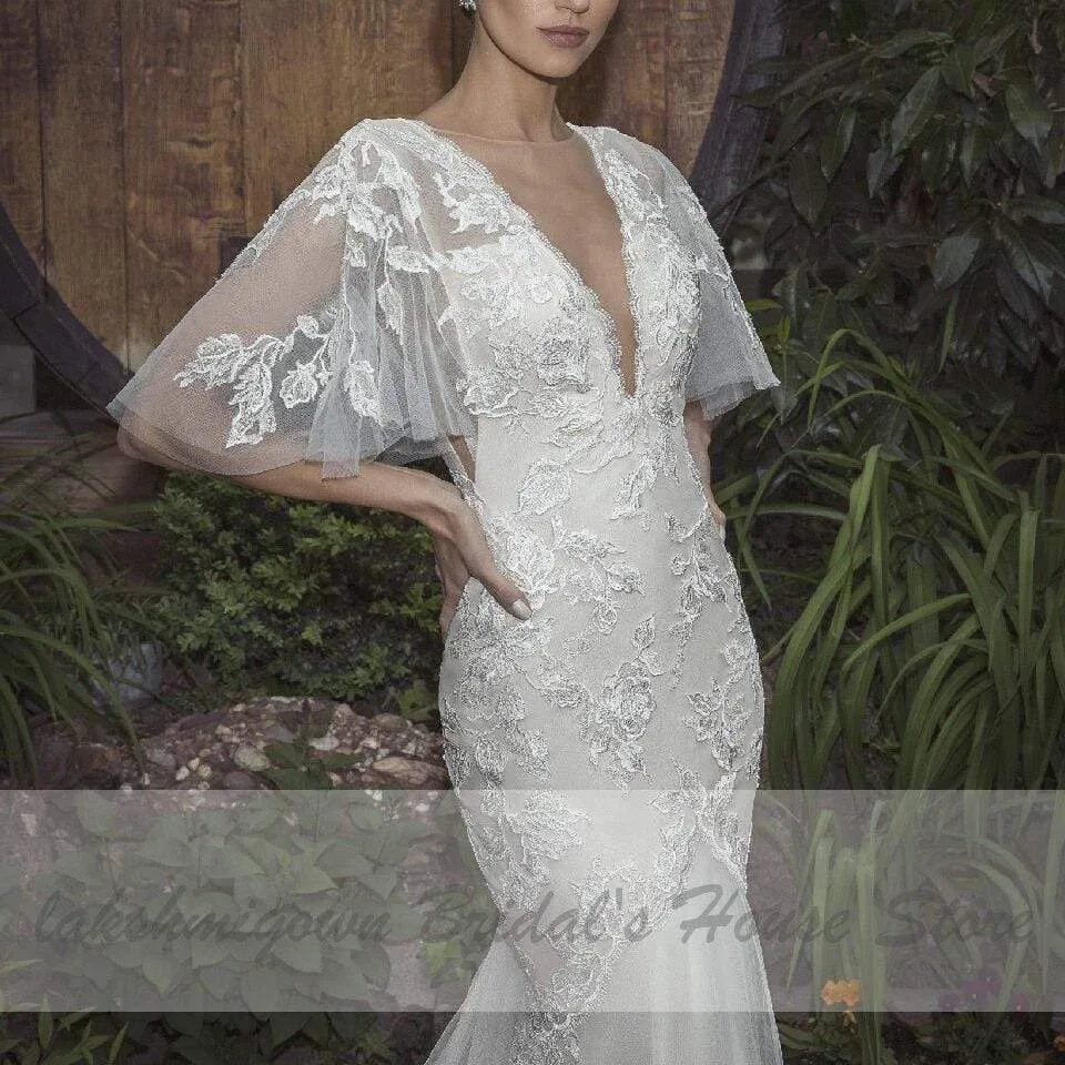 Roycebridal Bridal Lace Mermaid Wedding Dresses with Sleeves