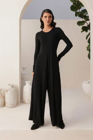 Sand Skin Sleeves Jumpsuit (Black)