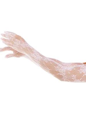 Seamless Opera Length Floral Net Gloves