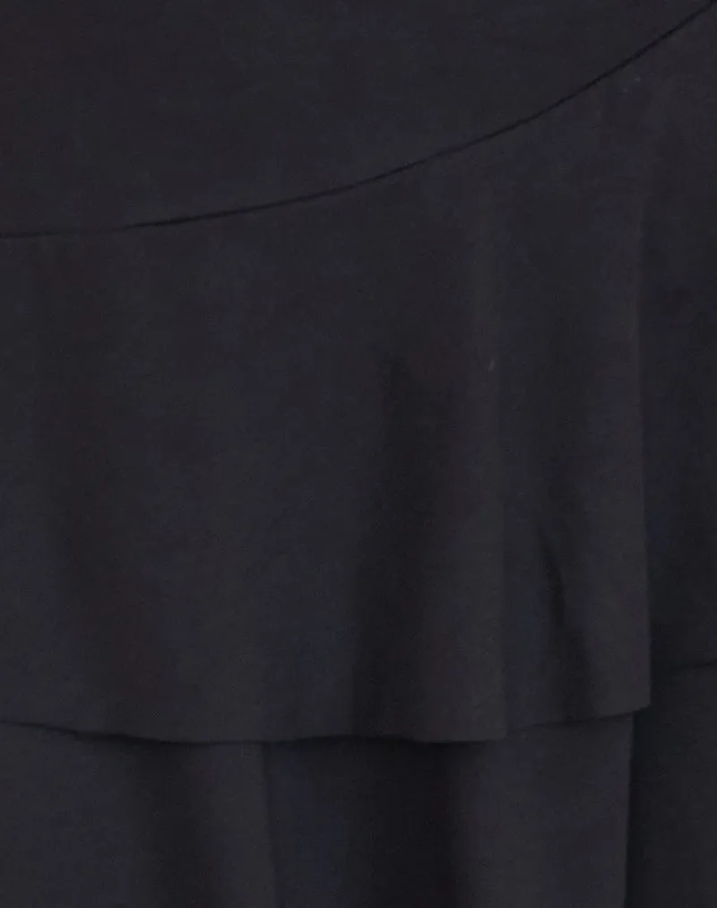 Semary Plunge Wrap Mini Dress in Black