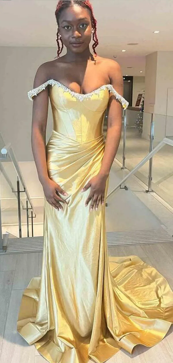 Sexy Mermaid Off Shoulder Beading Long Evening Gown Prom Dresses,WGP556