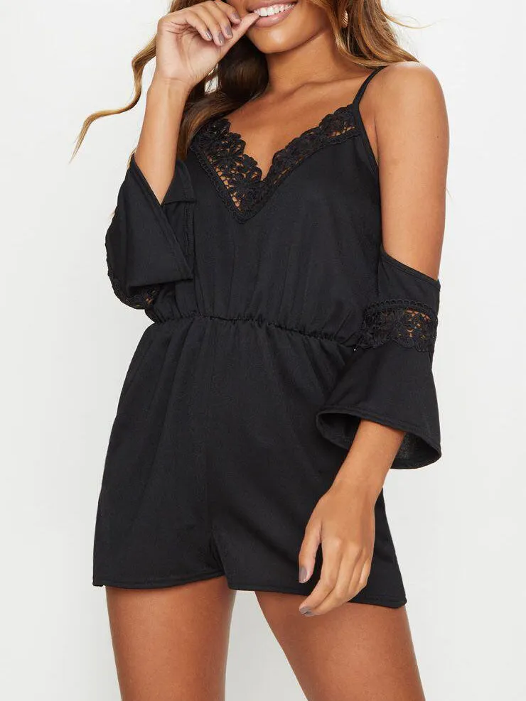 Sexy Sling Strapless Lace High Waist Jumpsuit