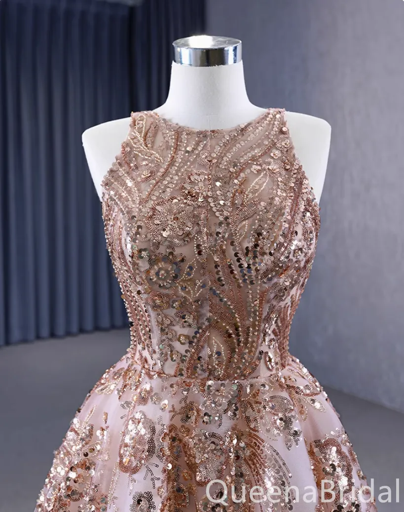 Shiny Sleeveless Lace up Back A-line Ball Gown Party Dress Long Prom Dresses to Impress ,WGP1489