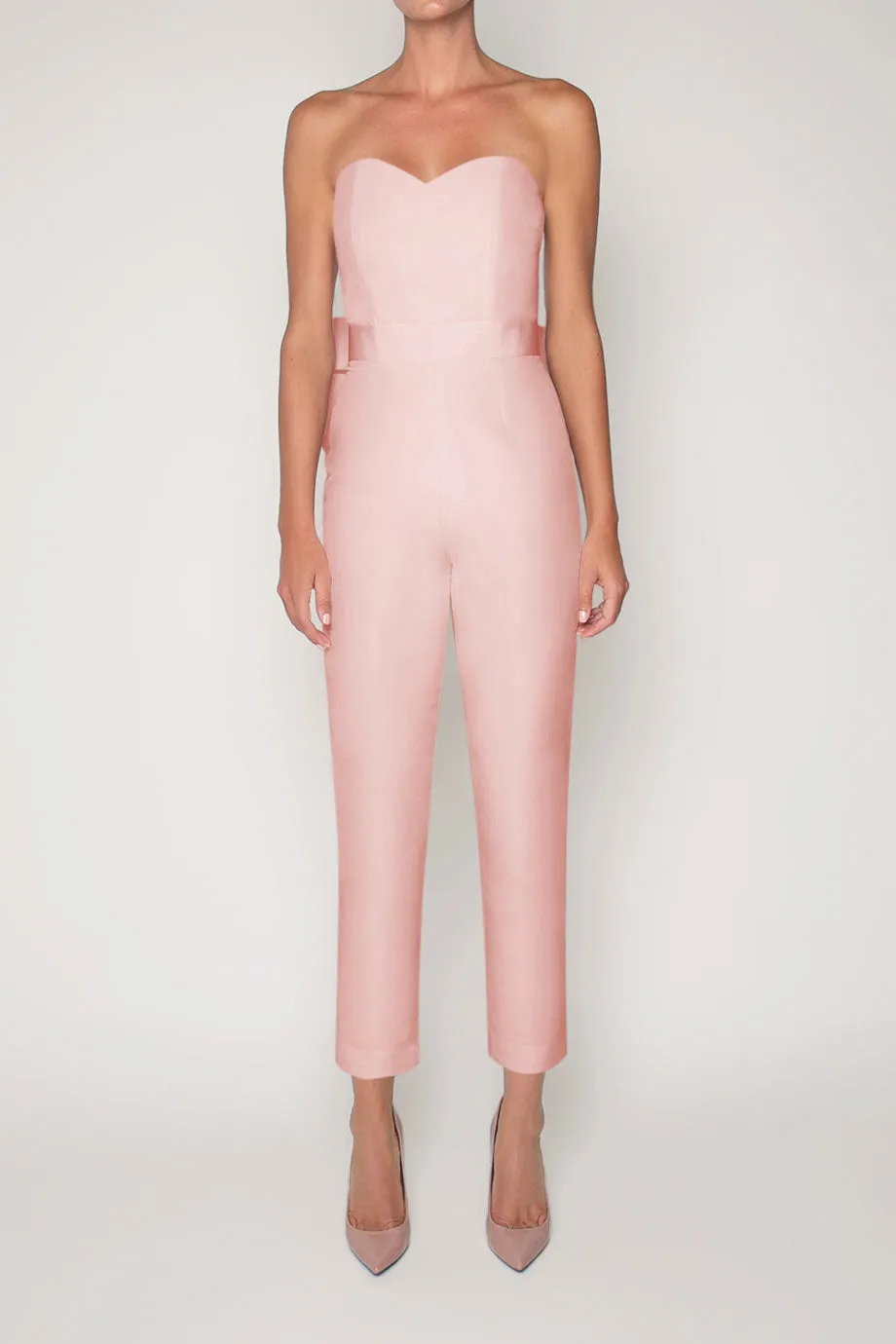 Silk Faille Bow Back Jumpsuit with Convertible Skirt