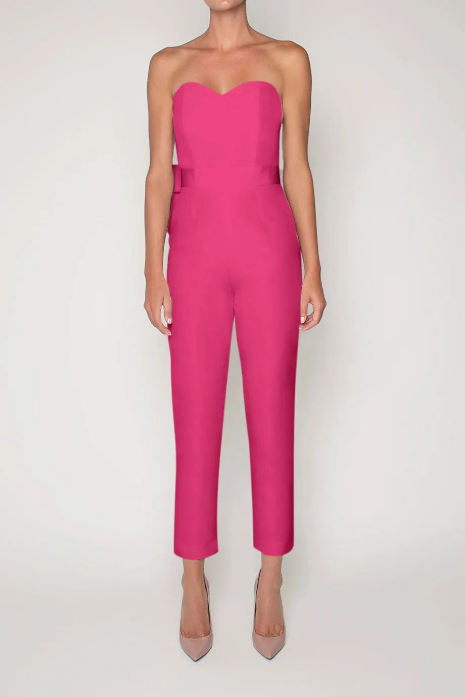 Silk Faille Bow Back Jumpsuit with Convertible Skirt