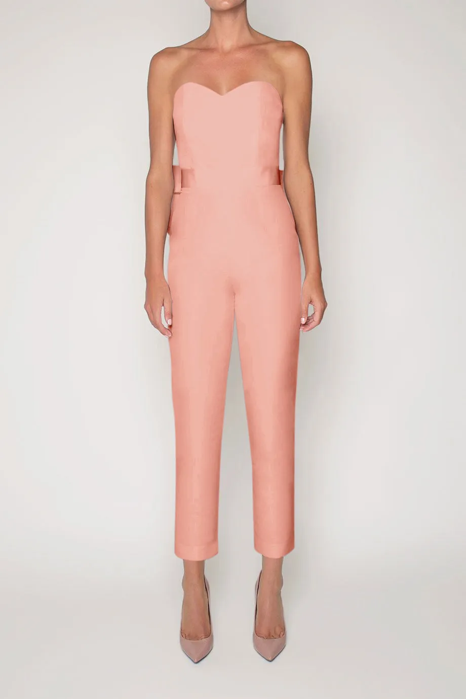 Silk Faille Bow Back Jumpsuit with Convertible Skirt