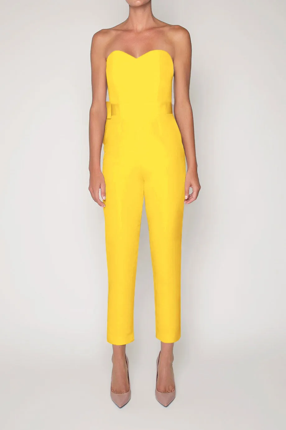 Silk Faille Bow Back Jumpsuit with Convertible Skirt