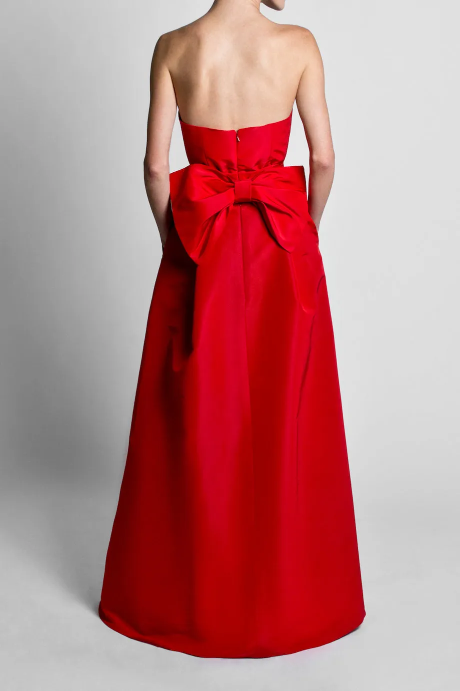 Silk Faille Bow Back Jumpsuit with Convertible Skirt