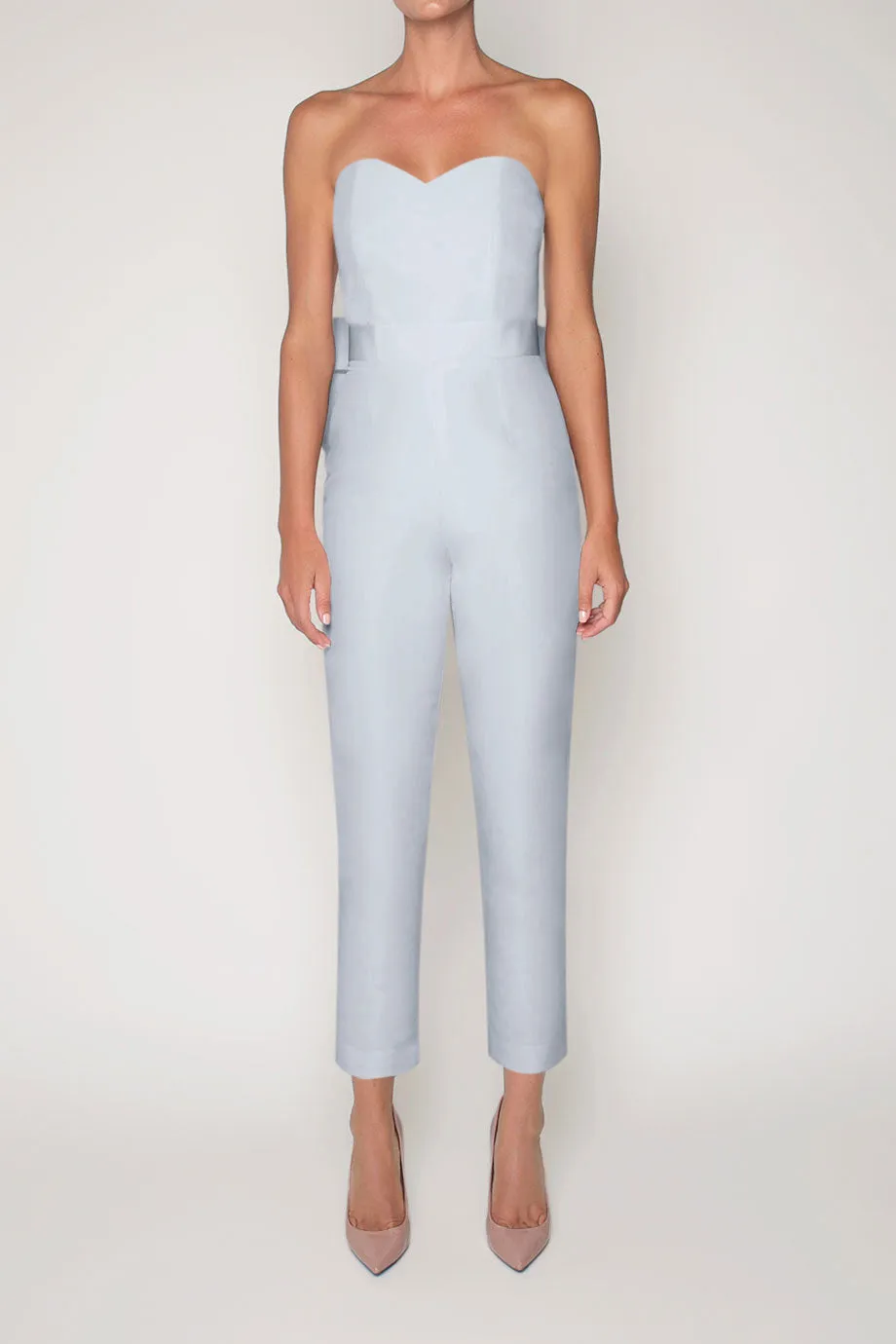Silk Faille Bow Back Jumpsuit with Convertible Skirt