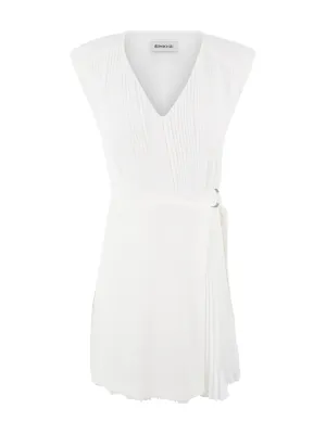 Simkhai Margo Sleeveless V-Neck Combo Mini Dress in Ivory