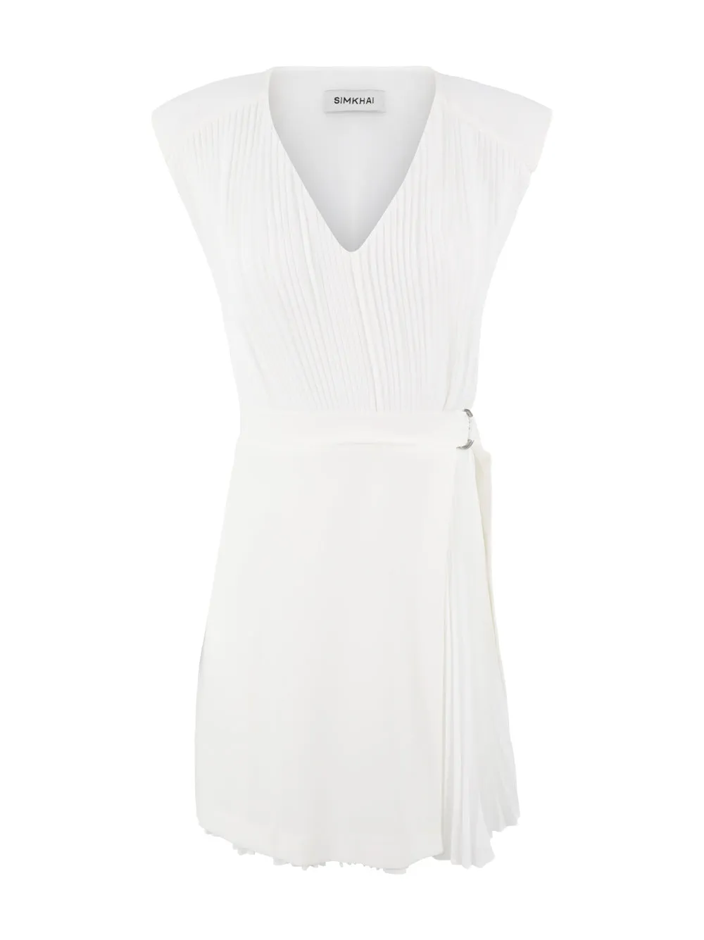 Simkhai Margo Sleeveless V-Neck Combo Mini Dress in Ivory