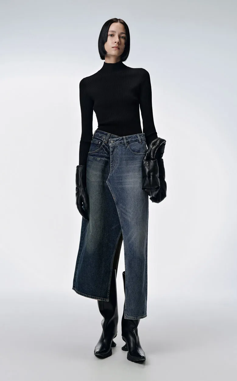 Skirt / JNBY All-match Asymmetrical Denim Skirt(100% cotton)