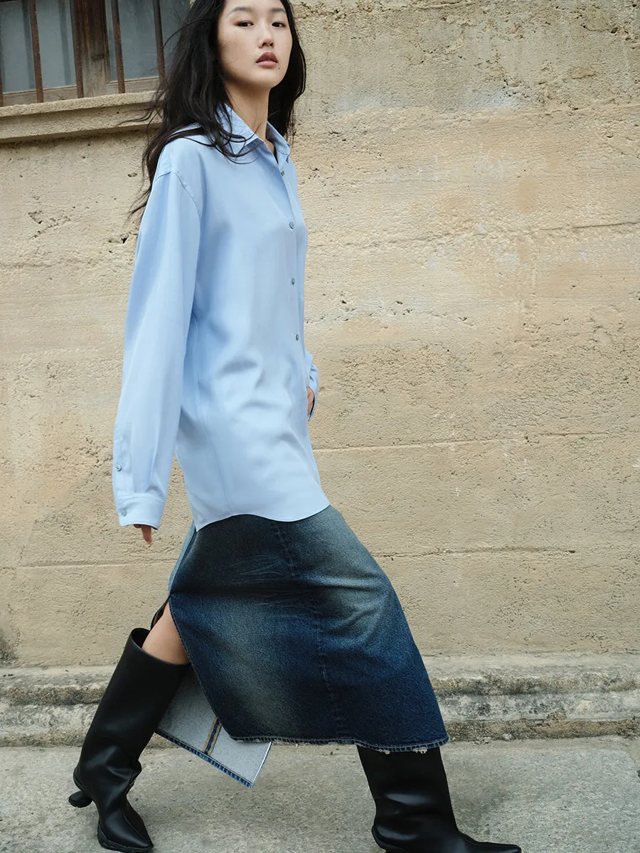 Skirt / JNBY All-match Asymmetrical Denim Skirt(100% cotton)