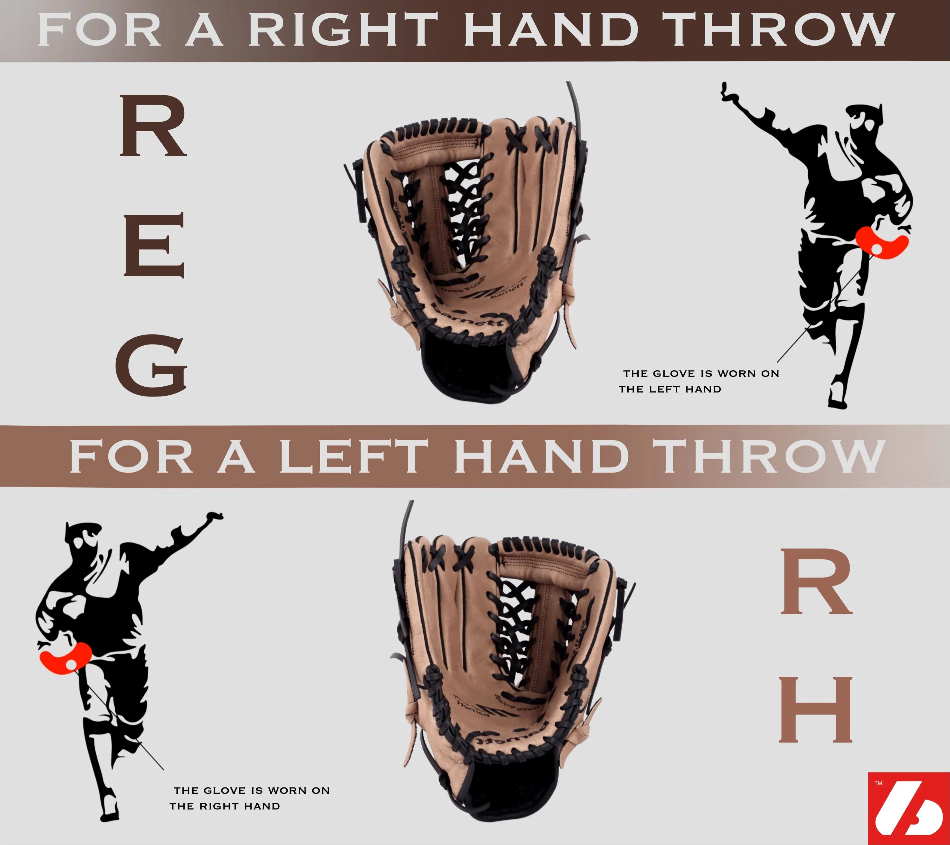 SL-120 Baseball gloves in leather infield/outfield, size 12, brown