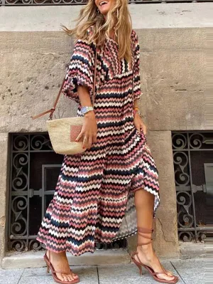 Stunncal Printed Bubble Sleeve Dress