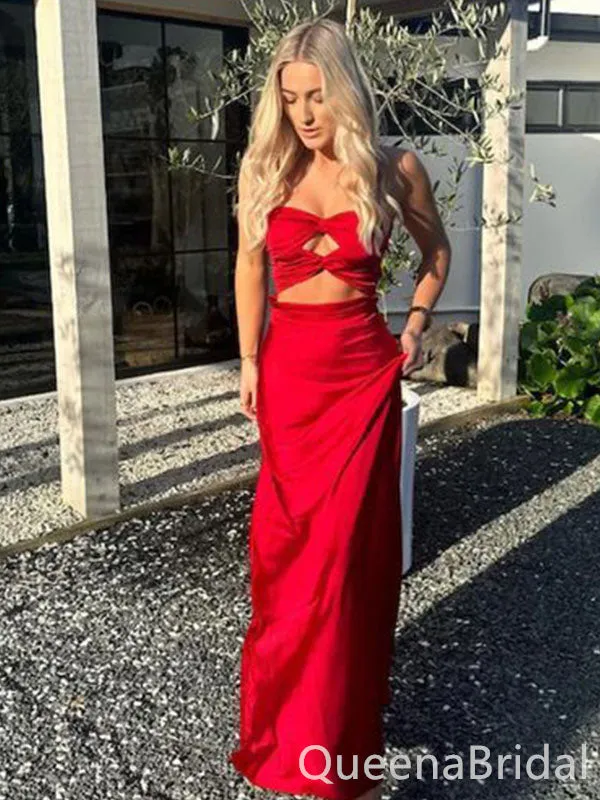 Stylish Red Strapless Sweetheart A-line Long Prom Dresses to Impress ,WGP1542