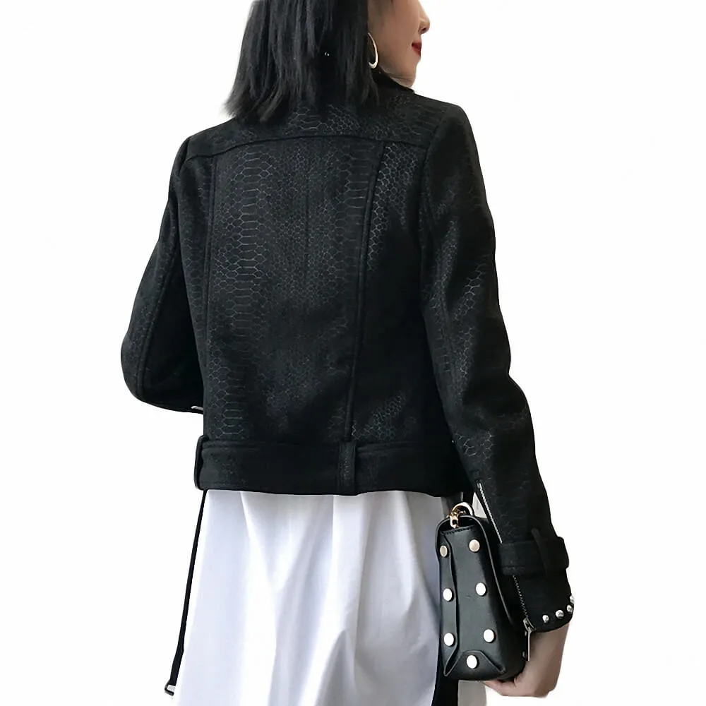 Suede Rivets Punk Motorcycle Coat Jacket