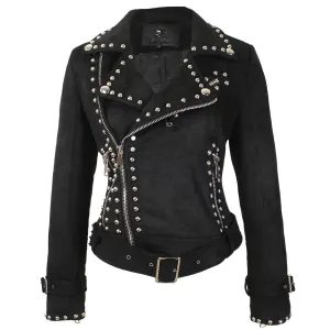 Suede Rivets Punk Motorcycle Coat Jacket