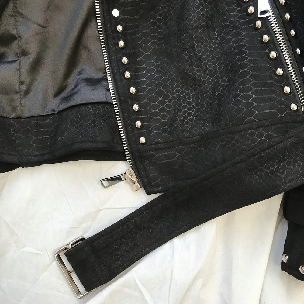 Suede Rivets Punk Motorcycle Coat Jacket