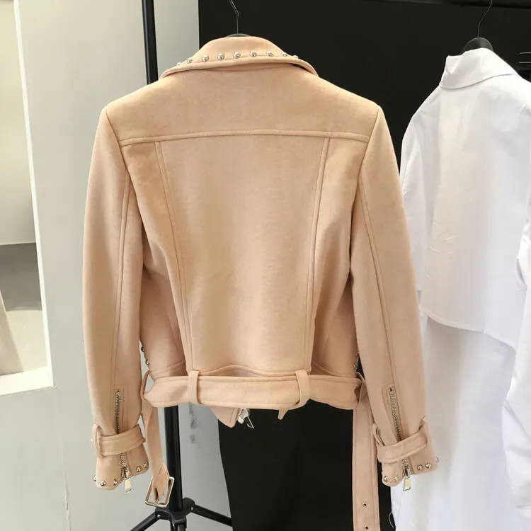 Suede Rivets Punk Motorcycle Coat Jacket