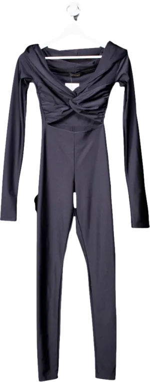 The Andamane Black Kendall Shiny Stretch Lycra Jumpsuit UK XS