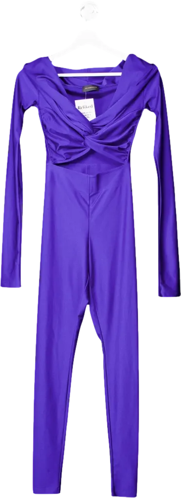 The Andamane blue / purple Kendall Shiny Stretch Lycra Jumpsuit UK XS