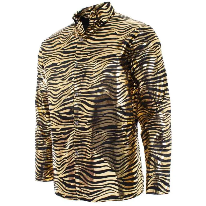 Tiger Disco Men's Shirt-Gold