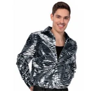 Tiger Print Disco Shirt - Silver