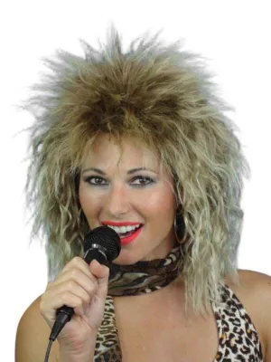 Tina Turner Glam 80s Wig Spiky Layered Party Costume Womens Rock Diva