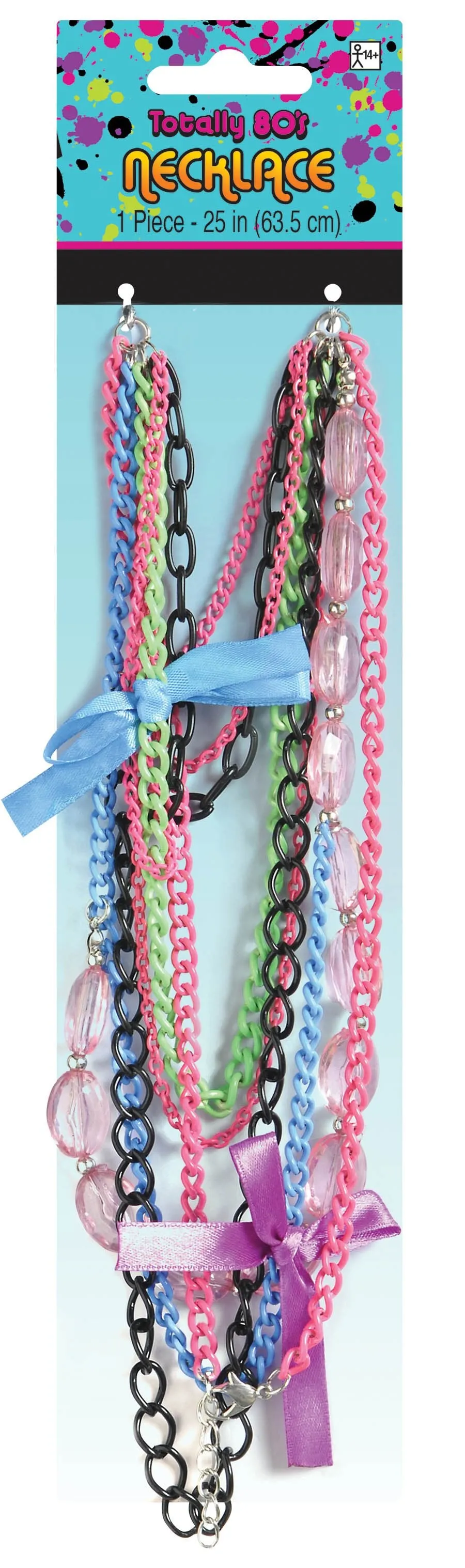 Totally 80s bright multi chain necklace with bows