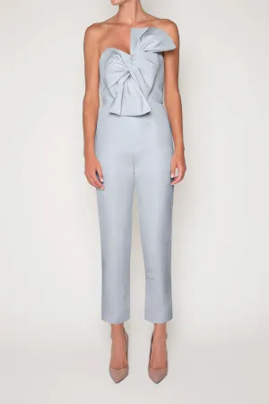 Twisted Bow Silk Faille Jumpsuit