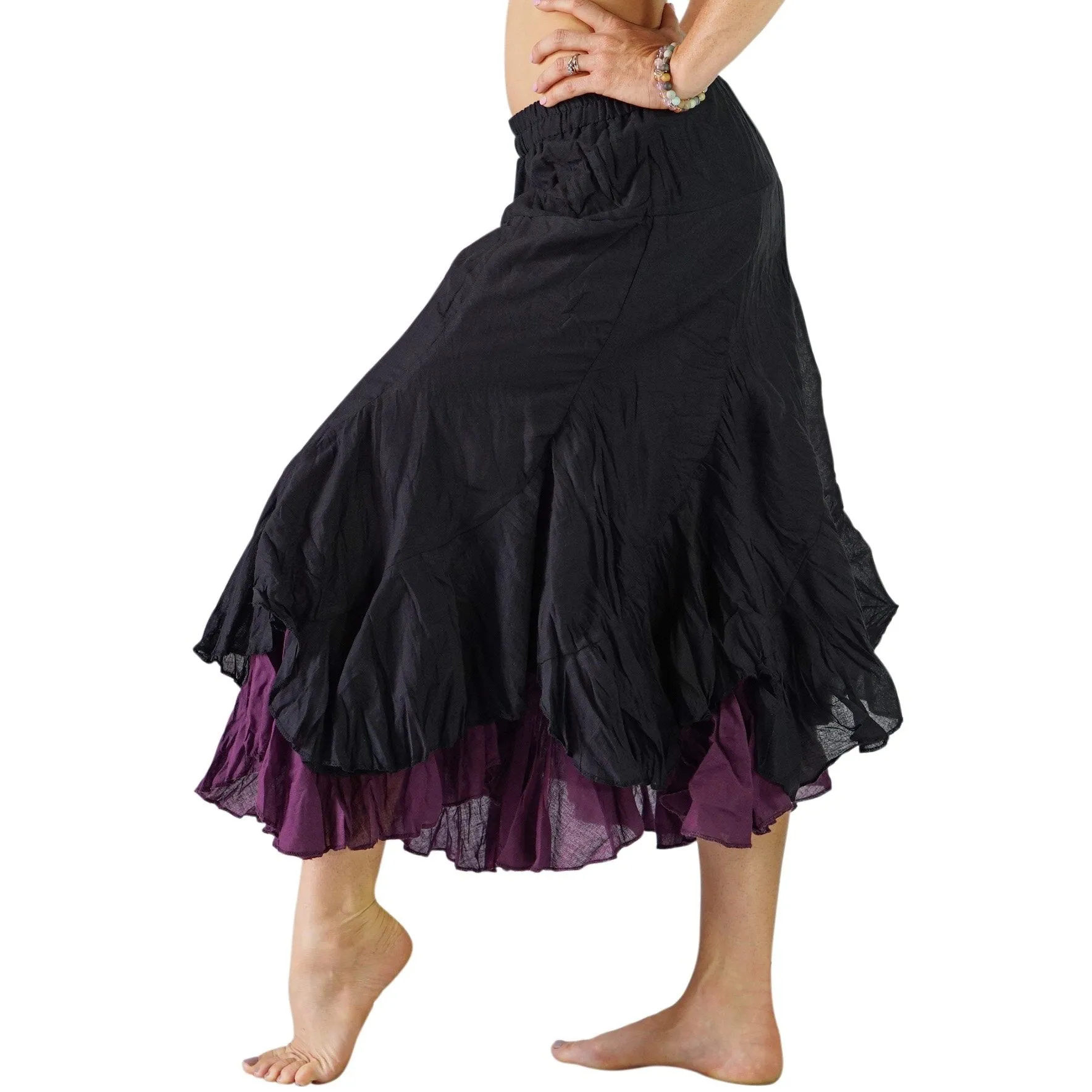'Two Layer' Renaissance Skirt - Black/Purple