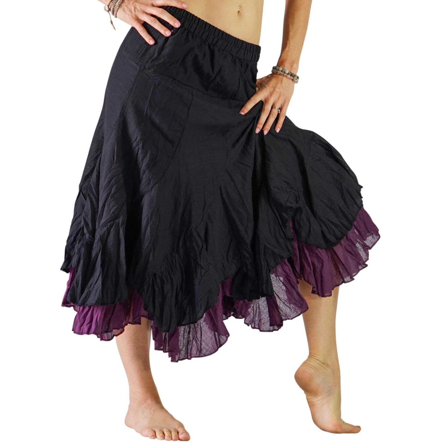 'Two Layer' Renaissance Skirt - Black/Purple