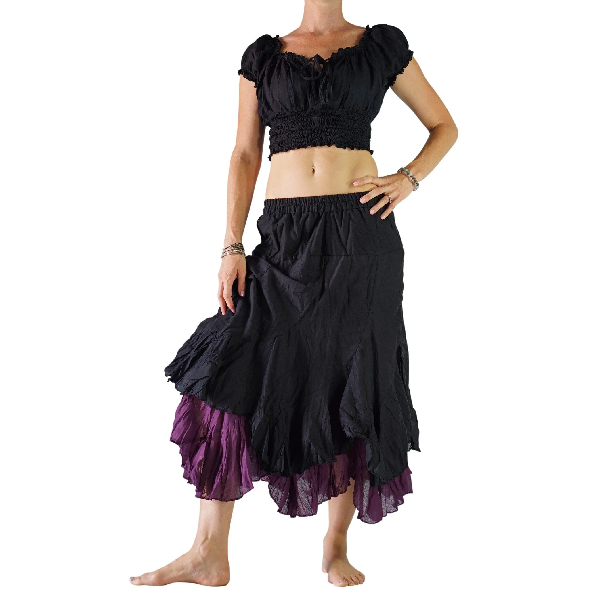 'Two Layer' Renaissance Skirt - Black/Purple