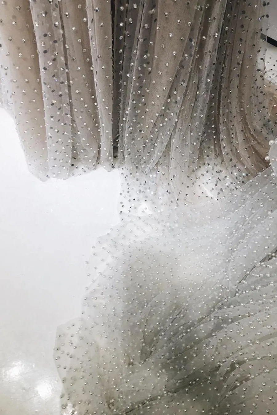 V Neck Beaded Prom Dress with Long Sleeves