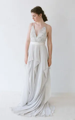 V-Neck Sleeveless Pleated Chiffon Dress With Back Bow-ET_711204